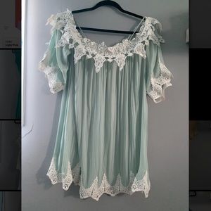 Flowy off-the-shoulder lace dress